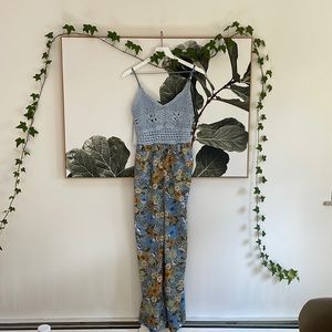 Blue jumpsuit.